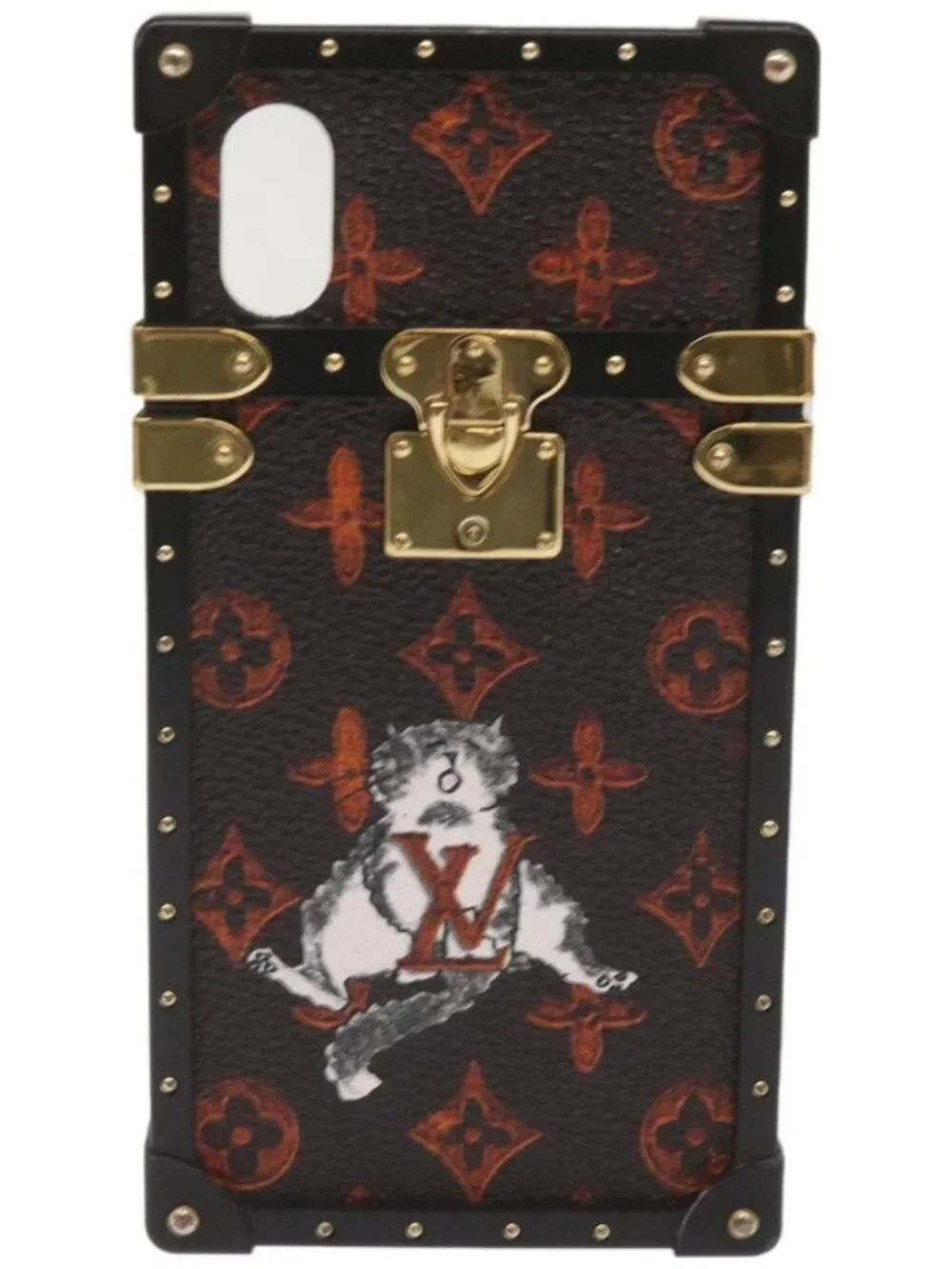 LOUIS VUITTON Transformed Monogram Cat Eye Trunk iPhone Case M63891 Auth 66181